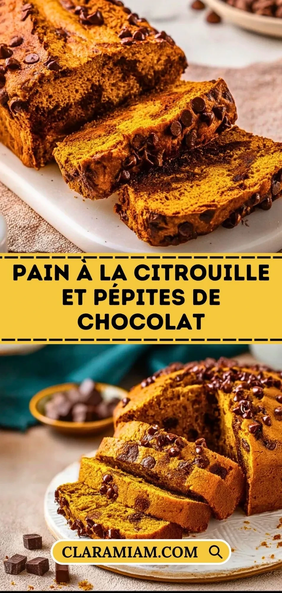 Pain à la citrouille et pépites de chocolat - Pin 1