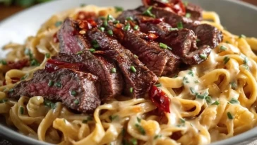 Pâtes au steak épicé miel et ail en une seule poêle - 1