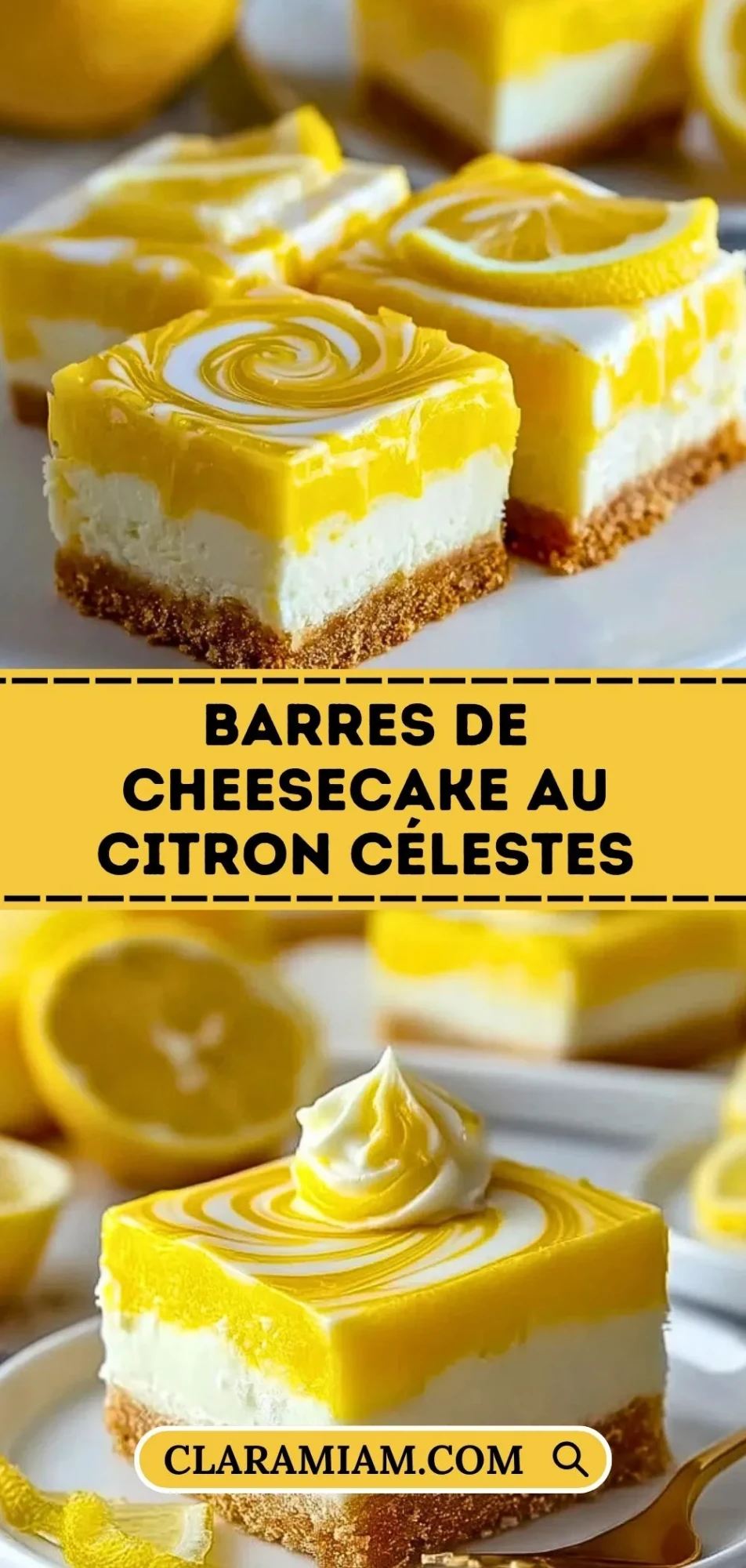 Barres De Cheesecake Au Citron Célestes - Pin 1