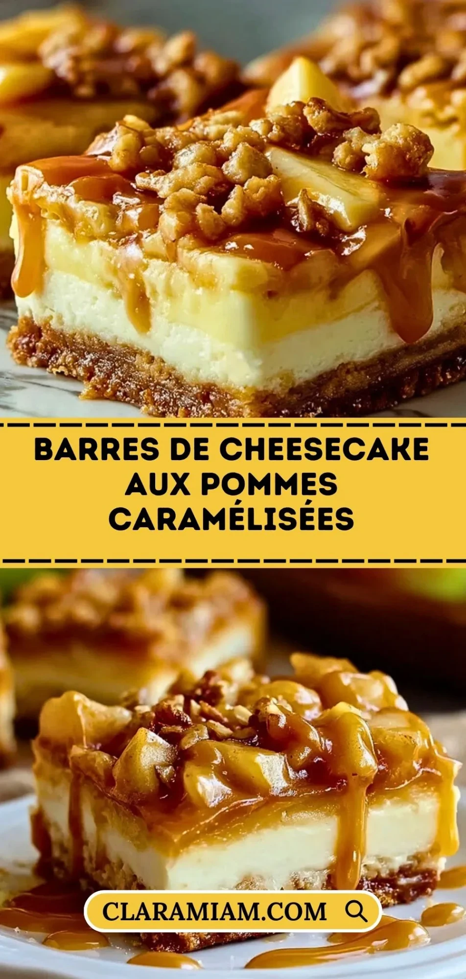 Barres De Cheesecake Aux Pommes Caramélisées - Pin 1