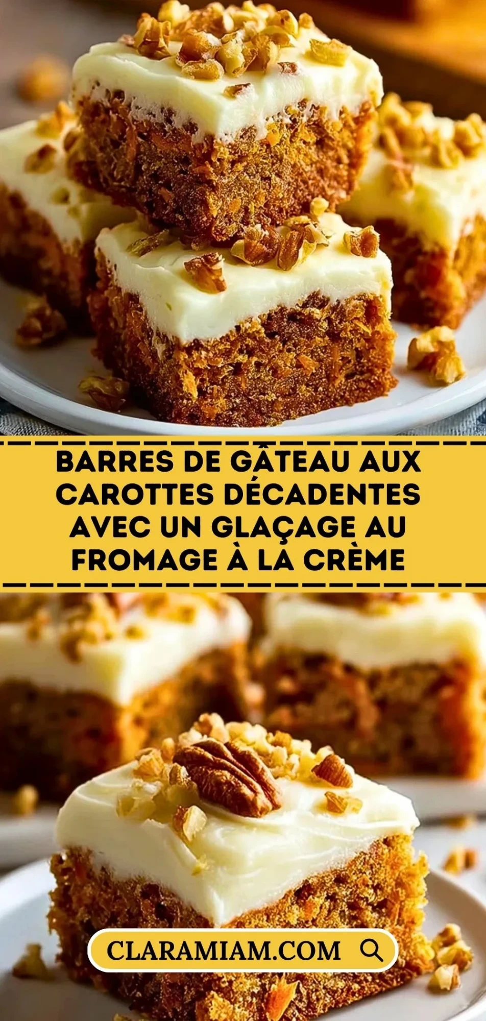 Barres De Gâteau Aux Carottes Décadentes Avec Un Glaçage Au Fromage À La Crème - Pin 1