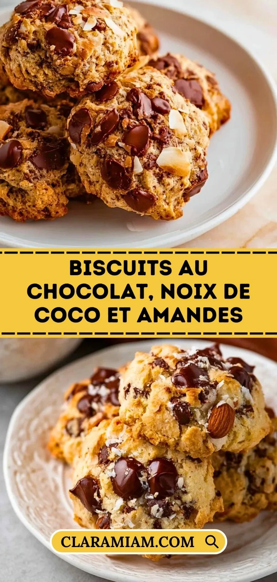 Biscuits au chocolat, noix de coco et amandes - Pin 1