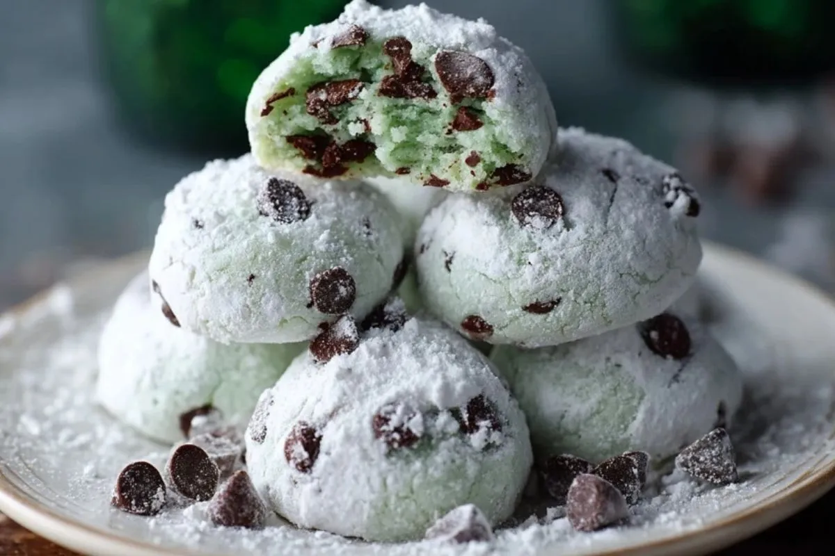 Biscuits En Neige À La Menthe Et Pépites De Chocolat - 1