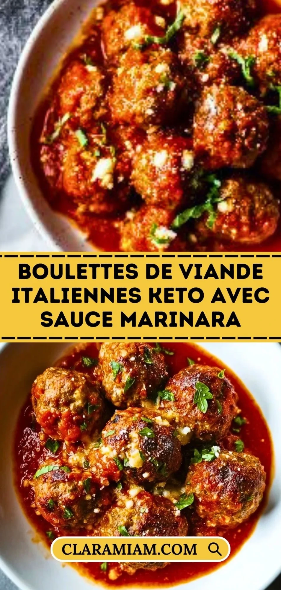 Boulettes de viande italiennes keto avec sauce marinara - Pin 1