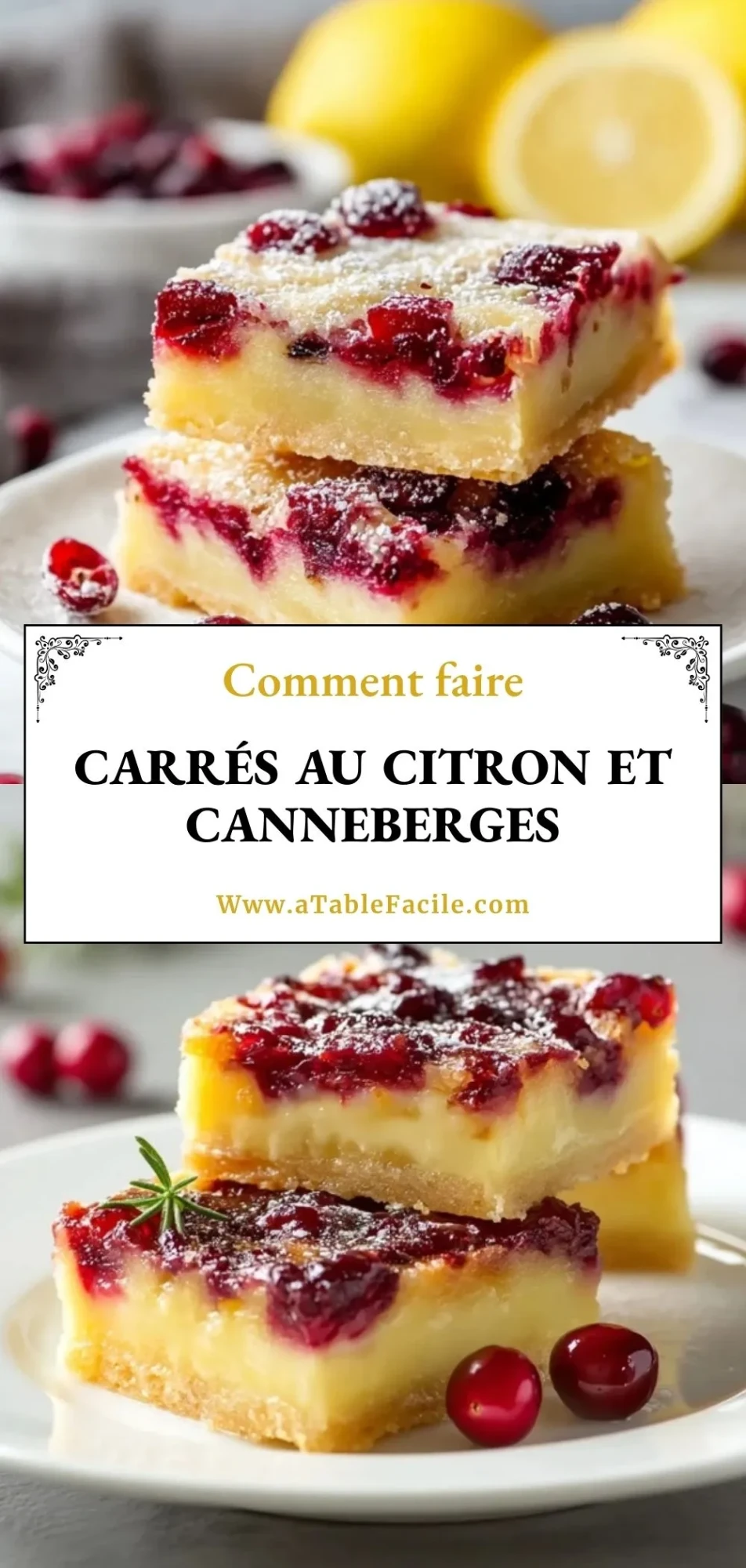 Carrés Au Citron Et Canneberges- Pin 1