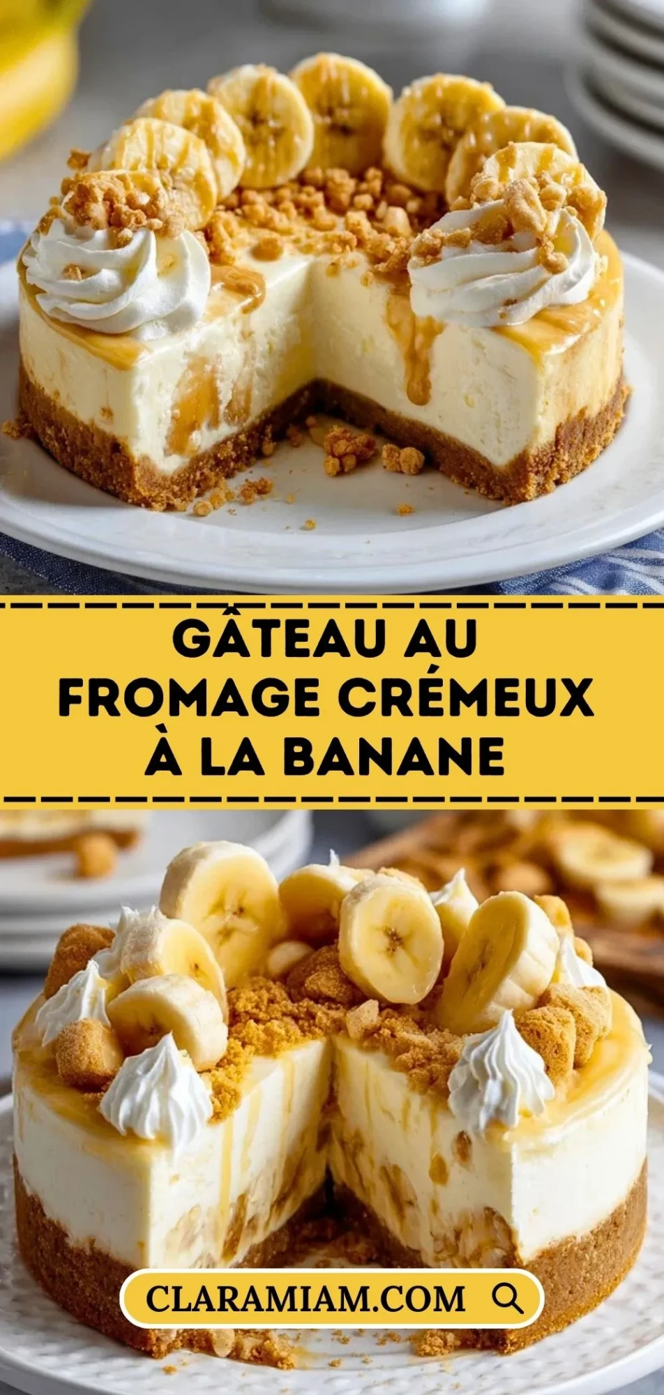 Gâteau Au Fromage Crémeux À La Banane - Pin 1
