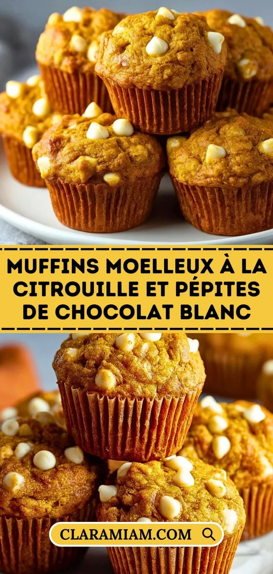 Muffins Moelleux à la Citrouille et Pépites de Chocolat Blanc - Pin 1