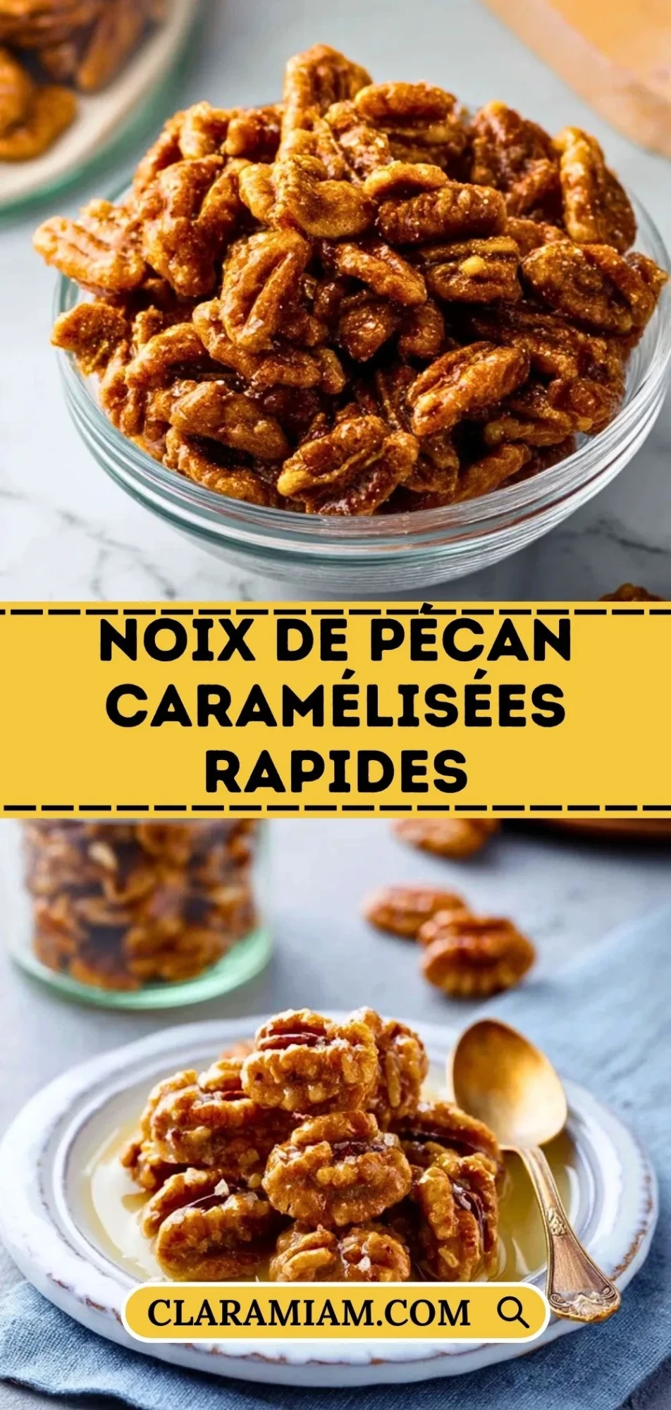 Noix de pécan caramélisées rapides- Pin 1