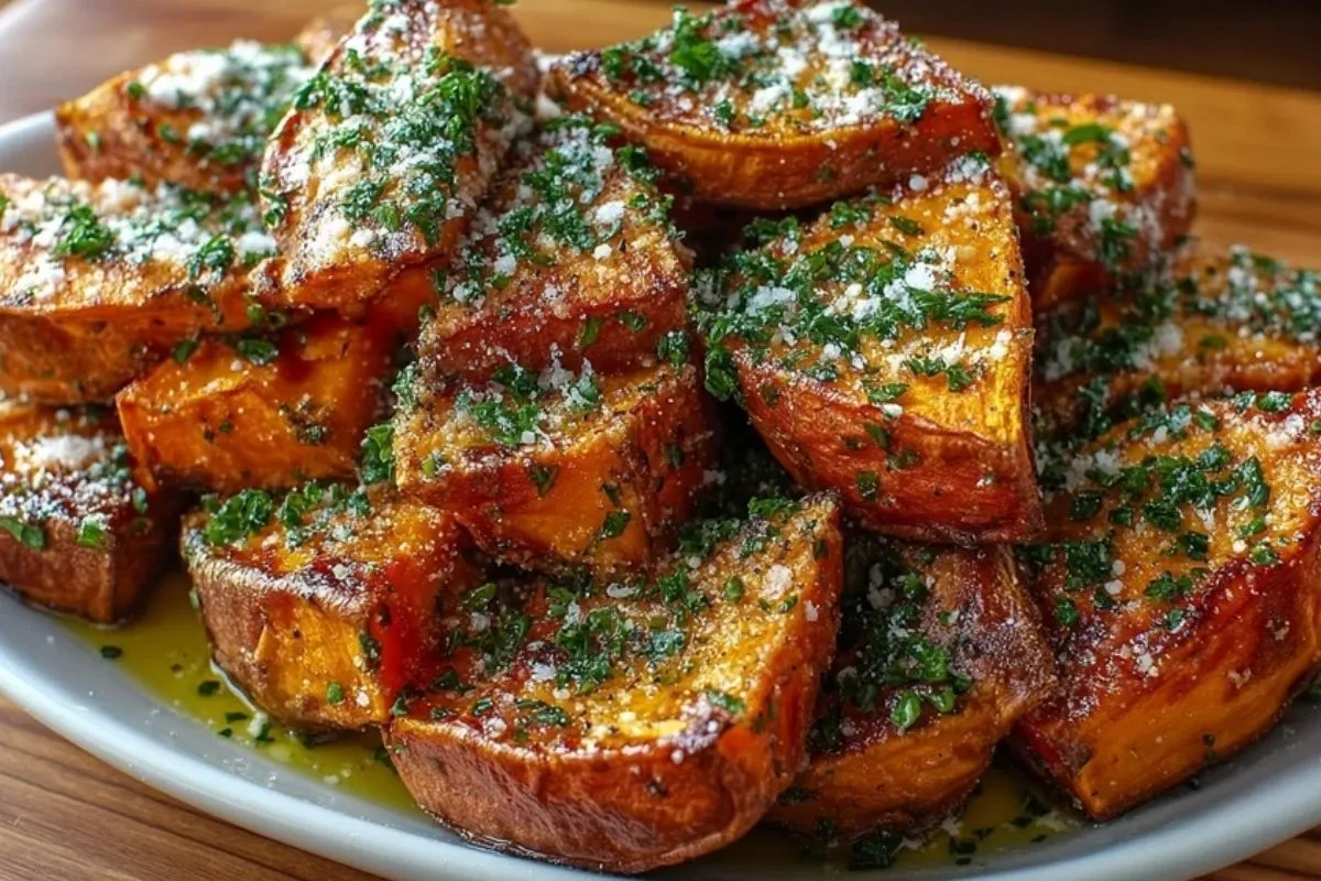 Patates Douces Rôties à lAil et au Parmesan - 1