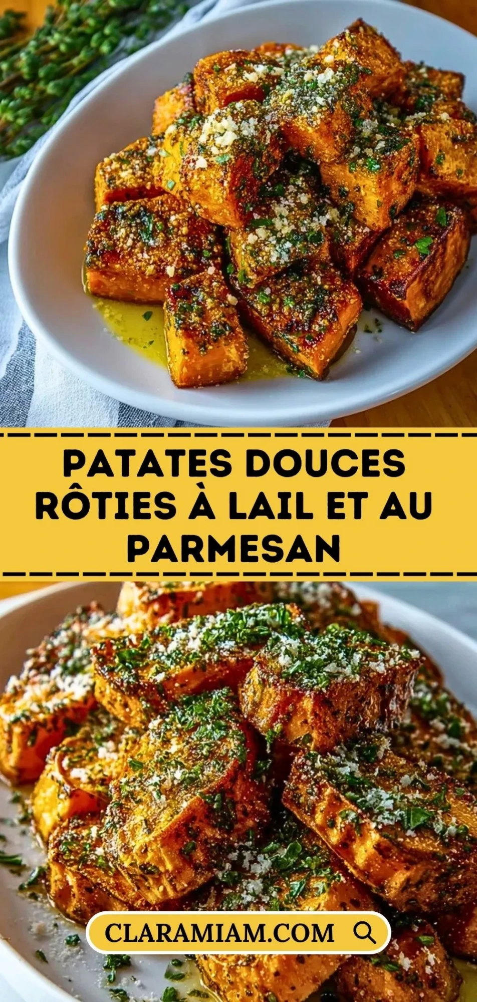 Patates Douces Rôties à lAil et au Parmesan - Pin 1