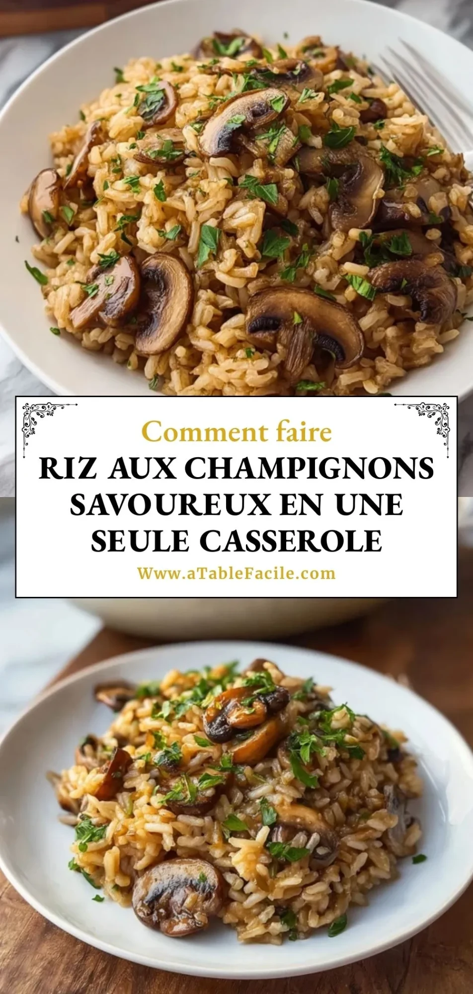 Riz Aux Champignons Savoureux En Une Seule Casserole - Pin 1