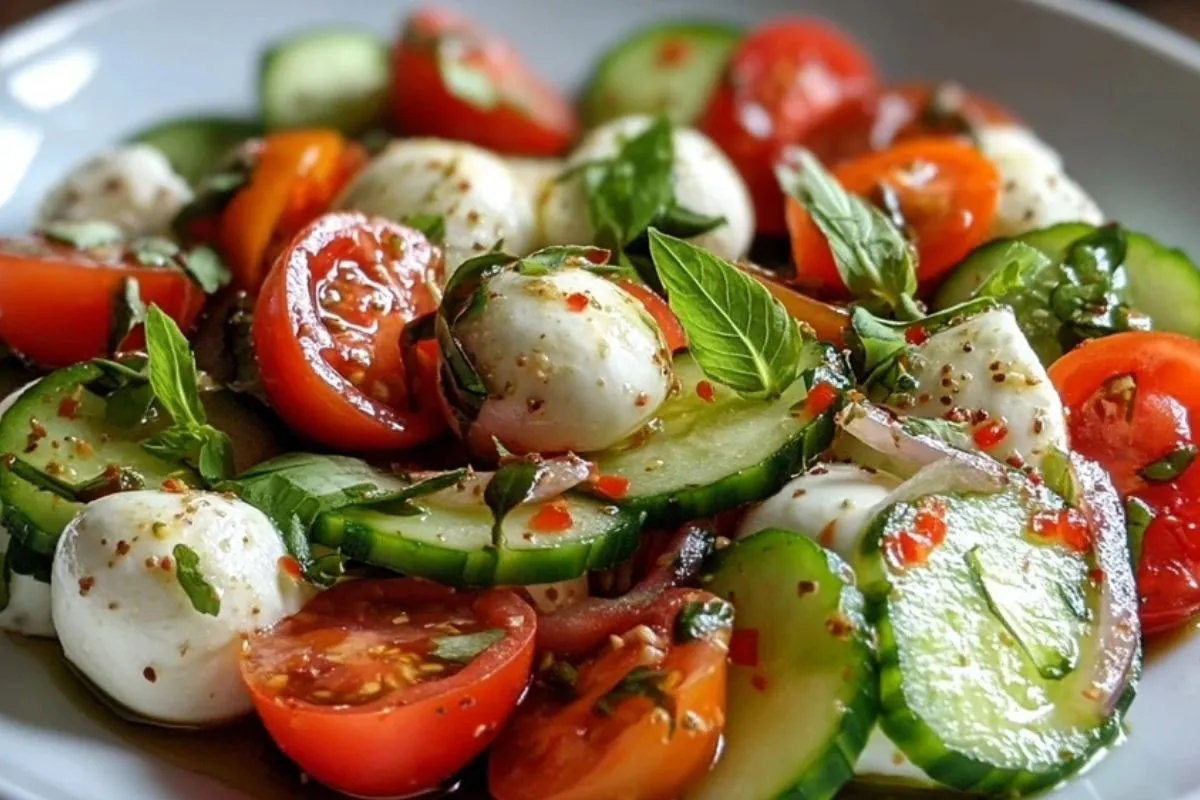 Salade Caprese de Concombres Frais - 1