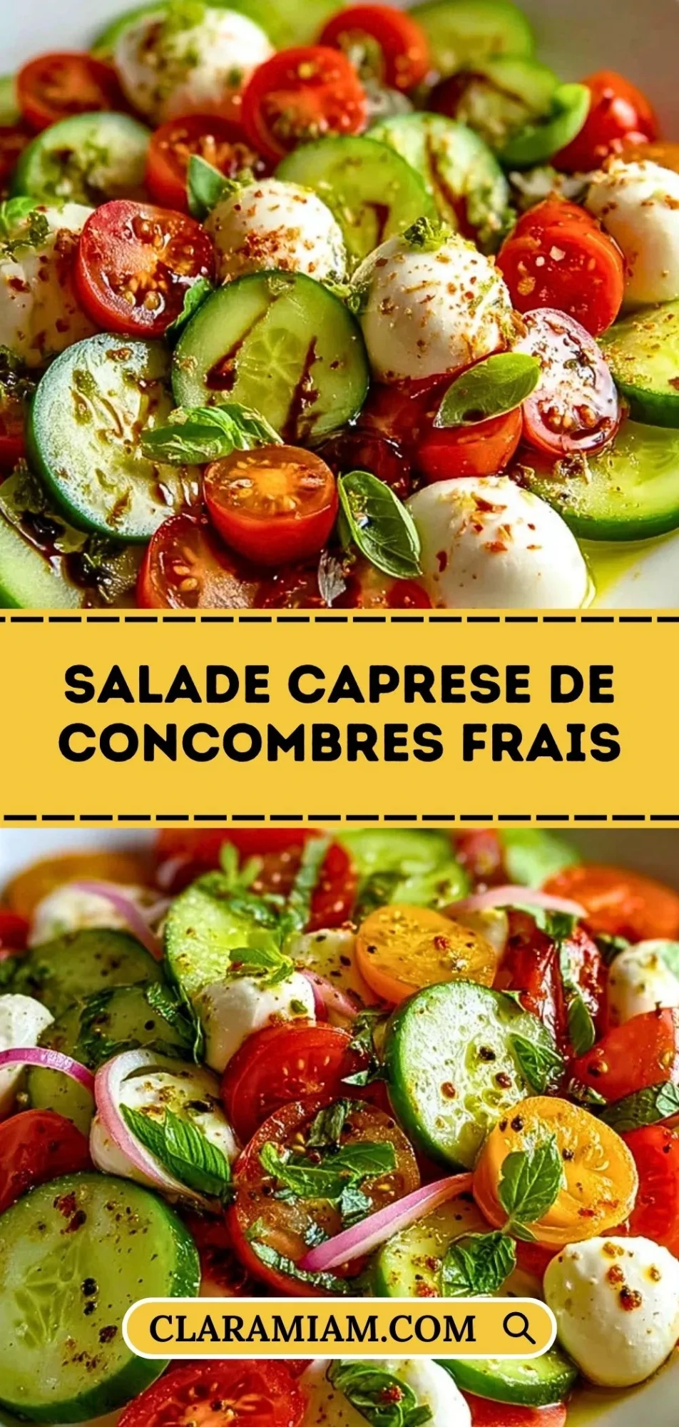Salade Caprese de Concombres Frais - Pin 1