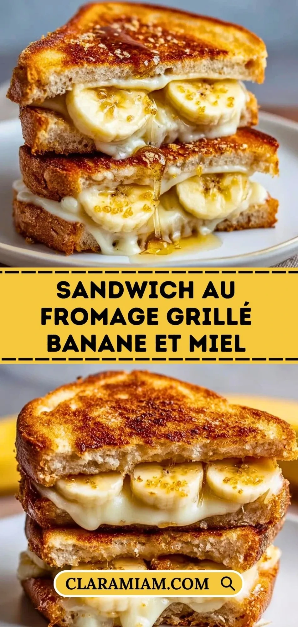 Sandwich Au Fromage Grillé Banane Et Miel - Pin 1