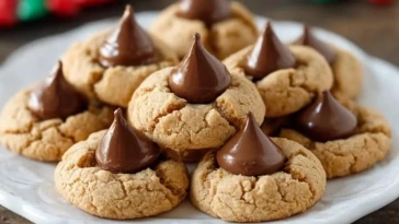 Biscuits Moelleux Au Beurre De Cacahuète Avec Des Baisers En Chocolat