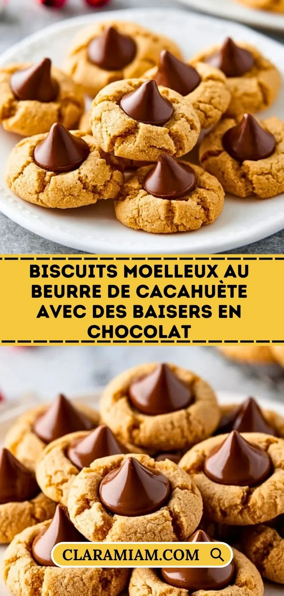 Biscuits Moelleux Au Beurre De Cacahuète Avec Des Baisers En Chocolat - Pin 1