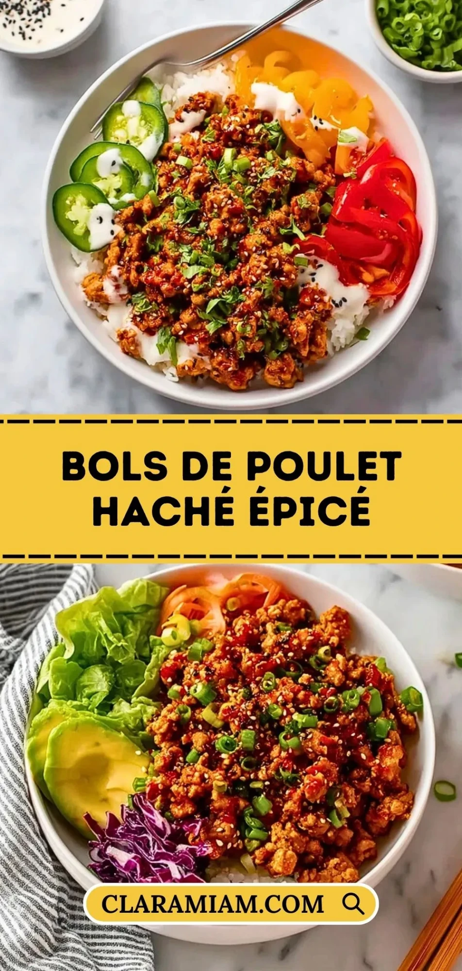 Bols De Poulet Haché Épicé - Pin 1