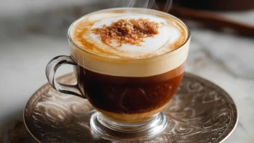 Café Espresso Sucré au Caramel Chaud