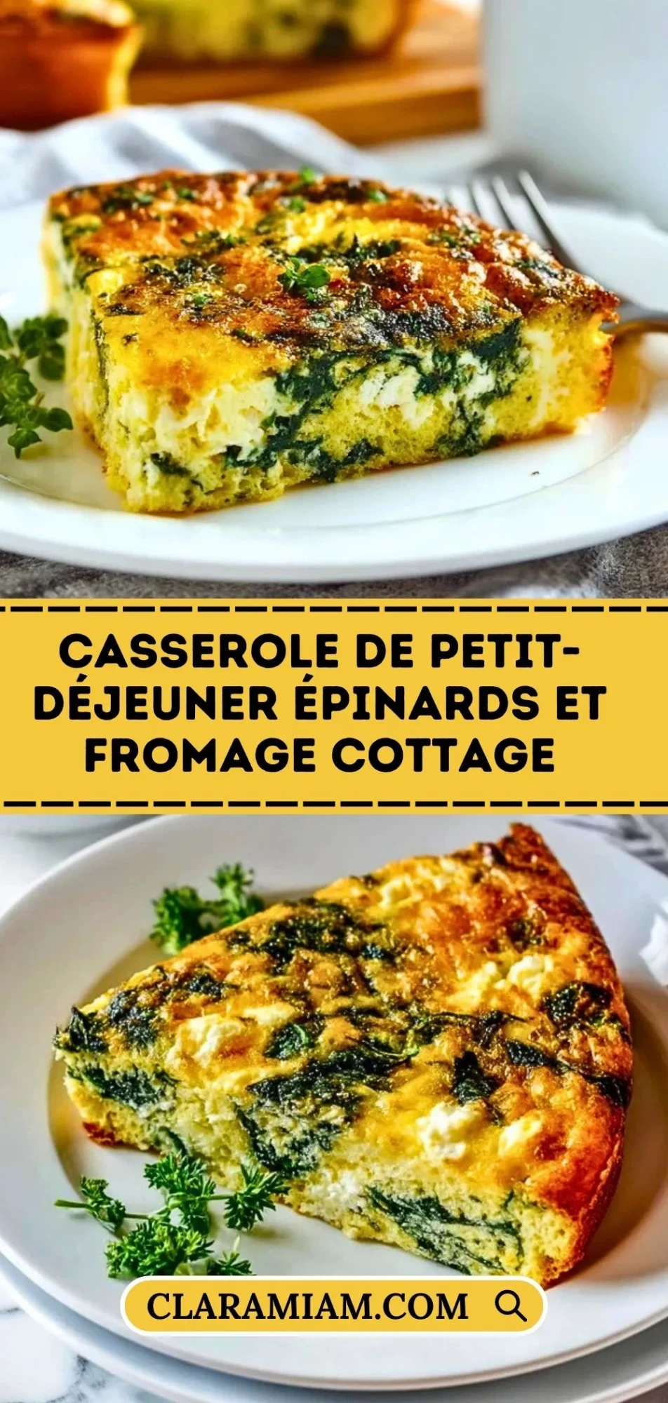 Casserole De Petit-Déjeuner Épinards Et Fromage Cottage - Pin 1