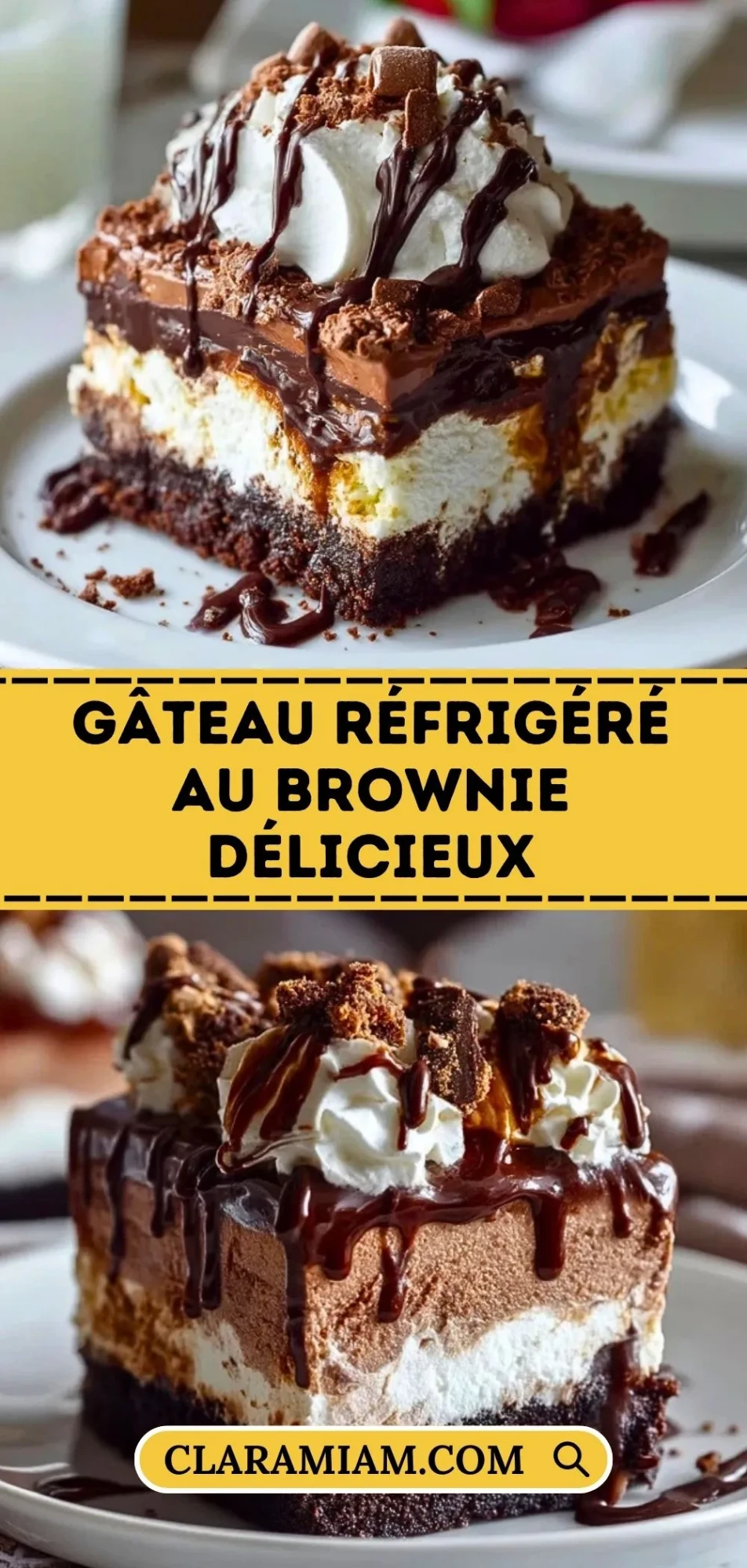 Gâteau Réfrigéré Au Brownie Délicieux - Pin 1