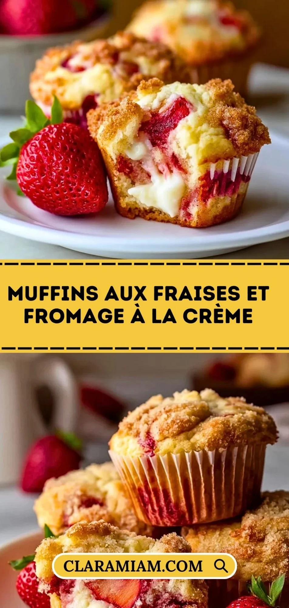 Muffins Aux Fraises Et Fromage À La Crème - Pin 1
