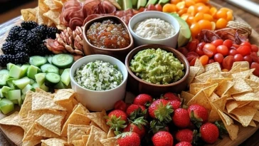 Planche de Charcuterie avec Chips et Trempettes