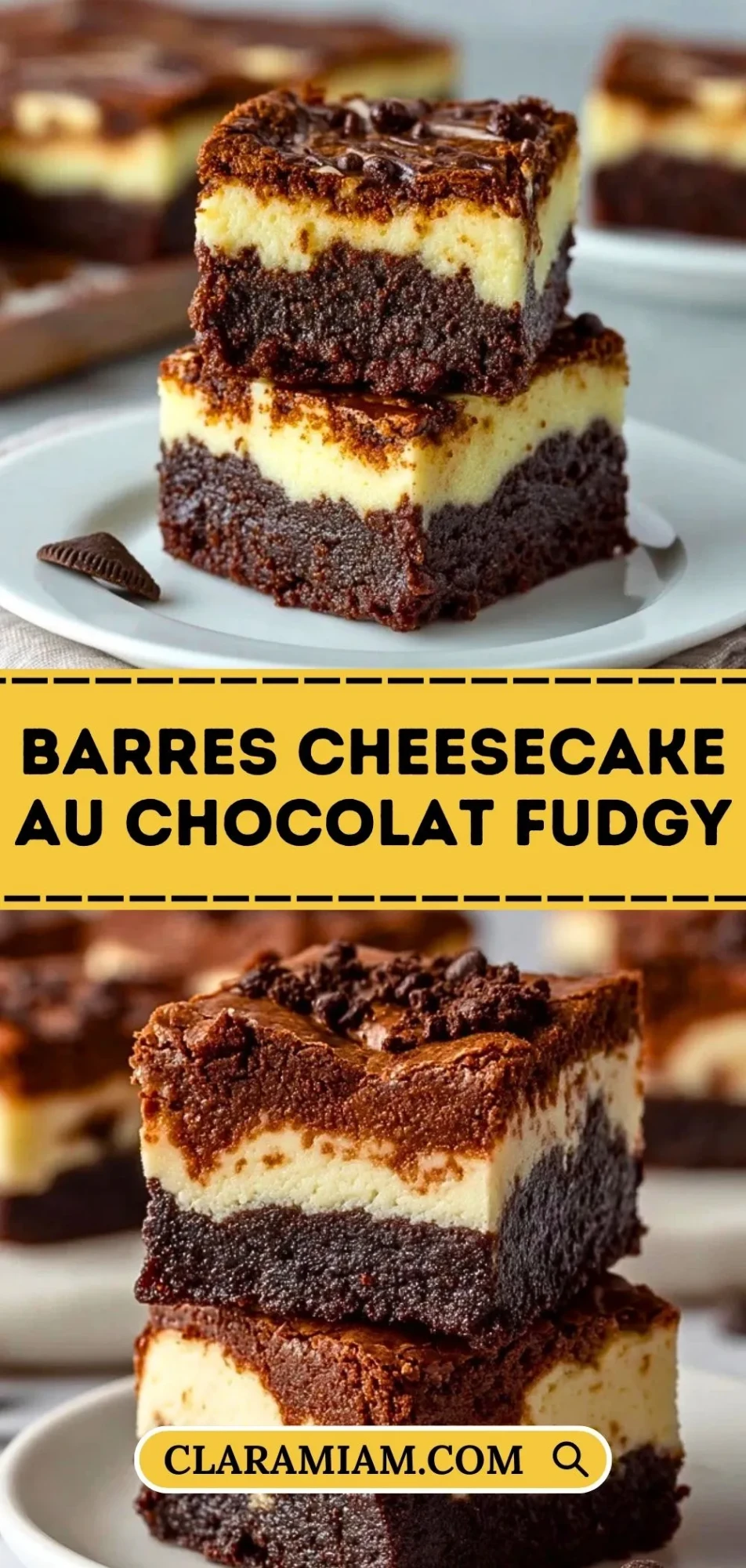 Barres Cheesecake Au Chocolat Fudgy - Pin 1
