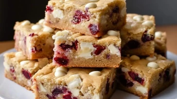 Blondies Moelleux Aux Cranberries Et Chocolat Blanc