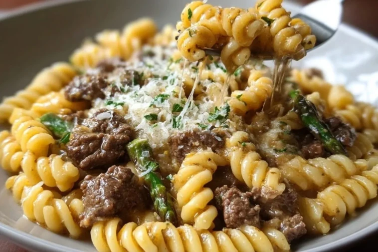 Bœuf Et Rotini Dans Une Sauce Ail Parmesan