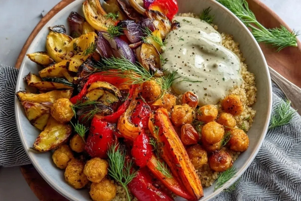 Bol De Légumes Rôtis Méditerranéens Végans