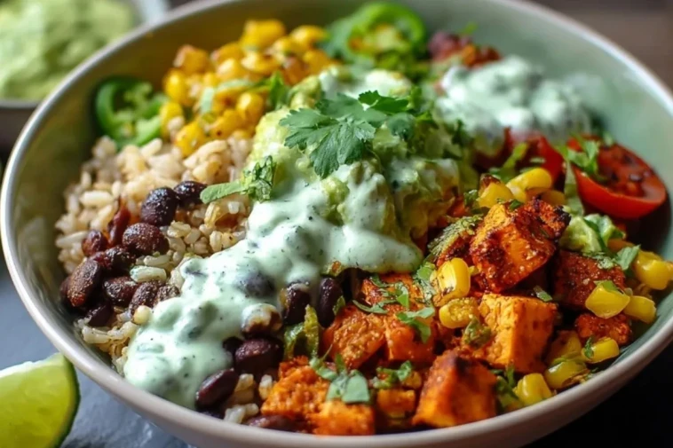 Bol De Riz Aux Haricots Noirs Et Sauce Yaourt Coriandre Citron Vert