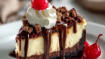 Brownie Cheesecake Avec Sauce Chocolat Chaud