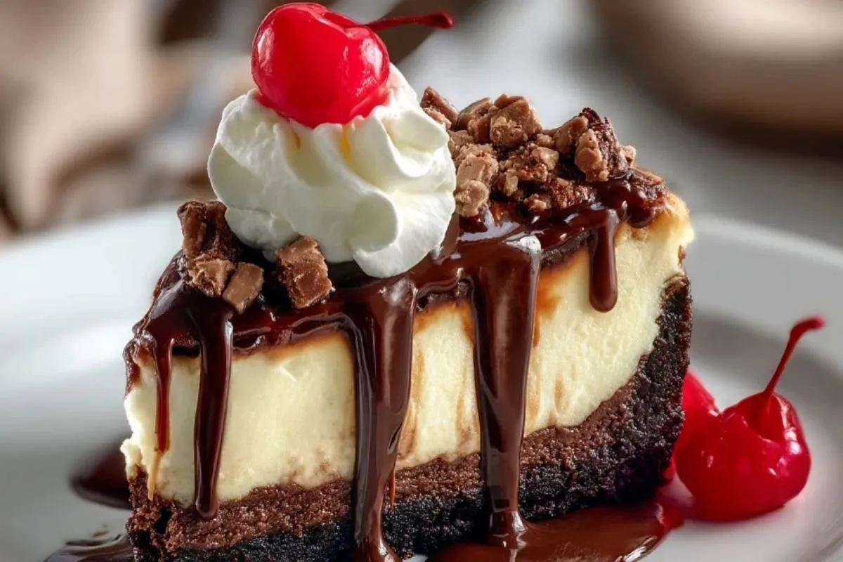 Brownie Cheesecake Avec Sauce Chocolat Chaud