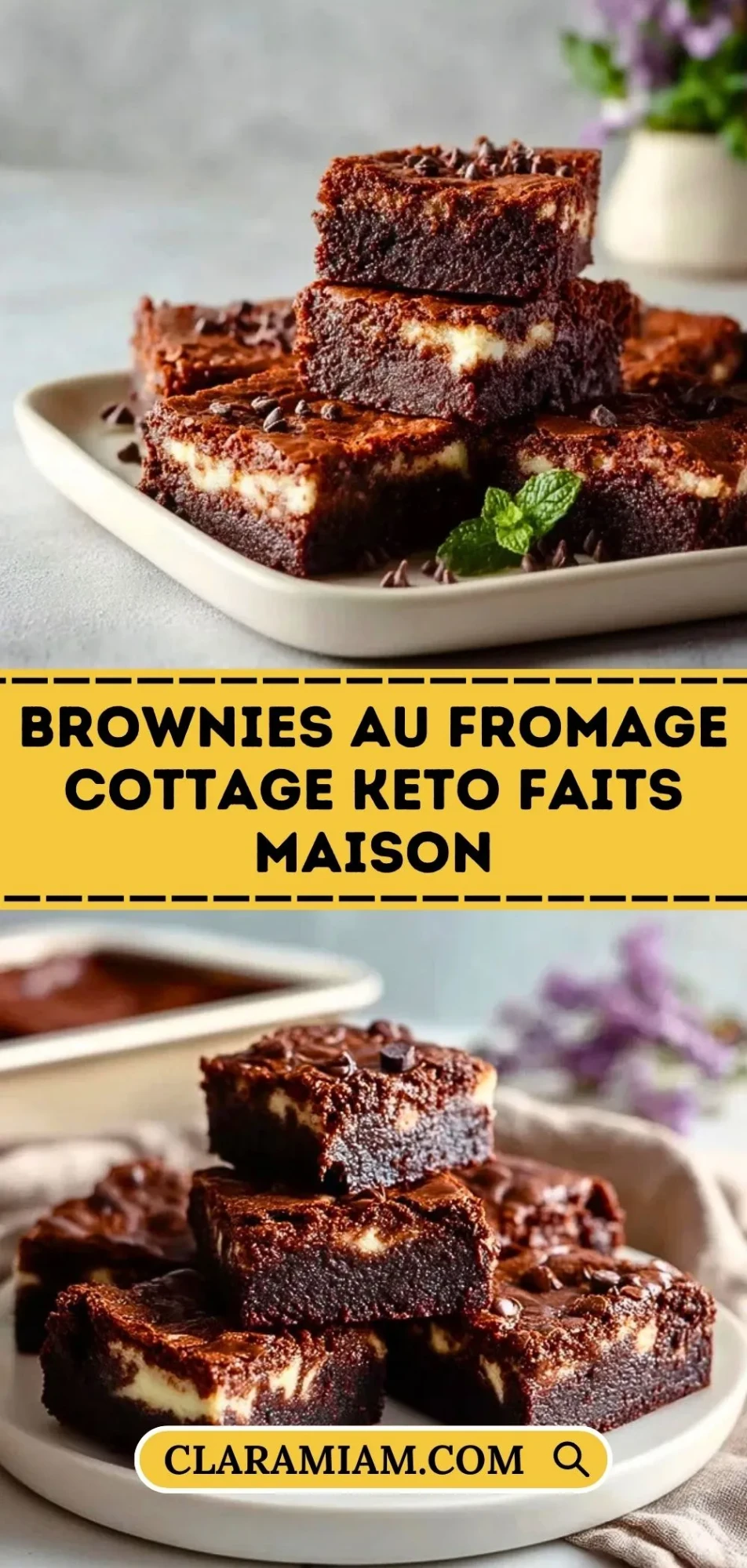 Brownies au Fromage Cottage Keto Faits Maison - Pin 1