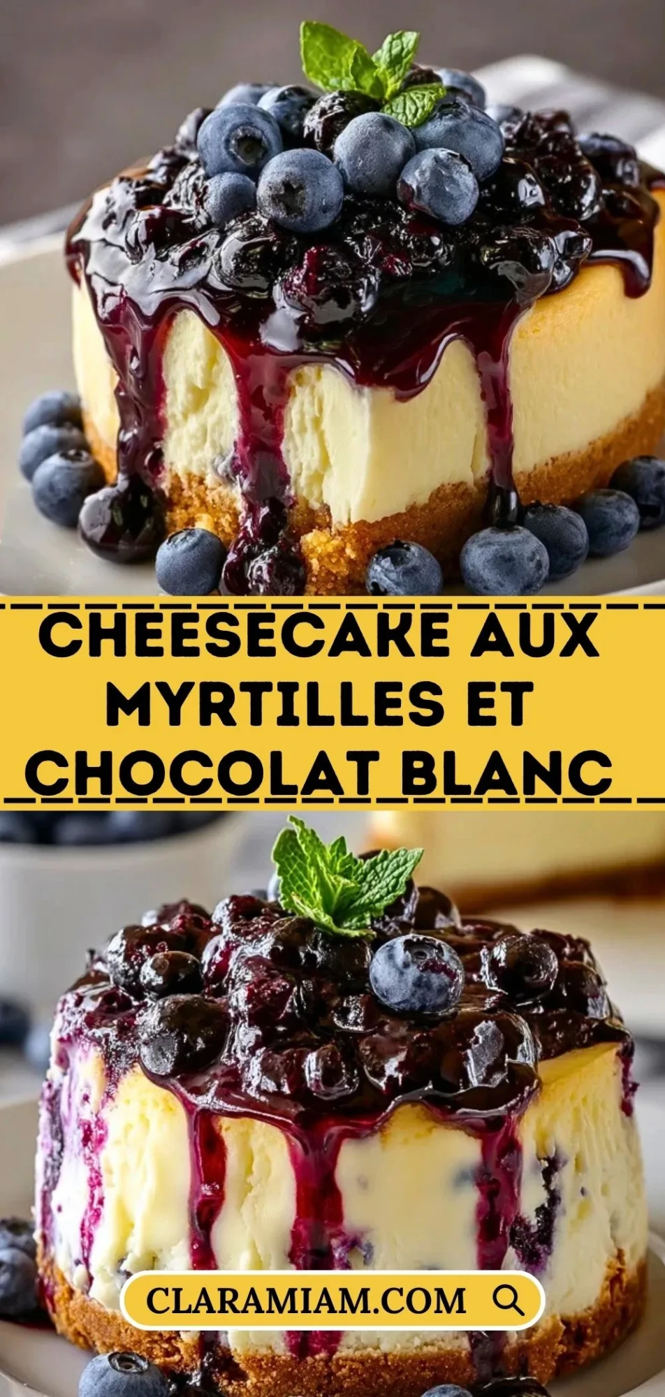 Cheesecake Aux Myrtilles Et Chocolat Blanc - Pin 1