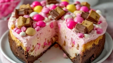 Cheesecake Snickers Rose aux M&Ms