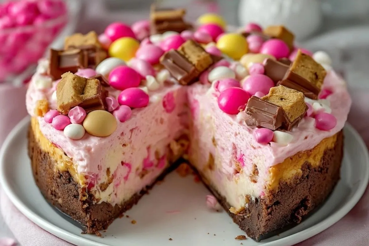 Cheesecake Snickers Rose aux M&Ms