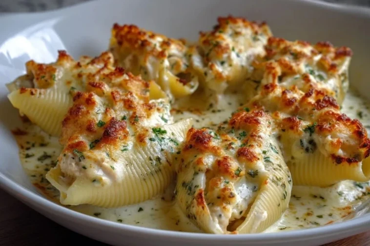 Coquilles Farcies Au Poulet Alfredo Cuites Au Four