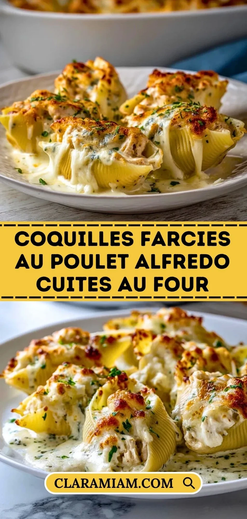Coquilles Farcies Au Poulet Alfredo Cuites Au Four - Pin 1