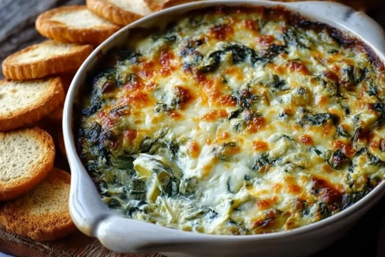 Dip Épinards Artichauts au Fromage Gratine