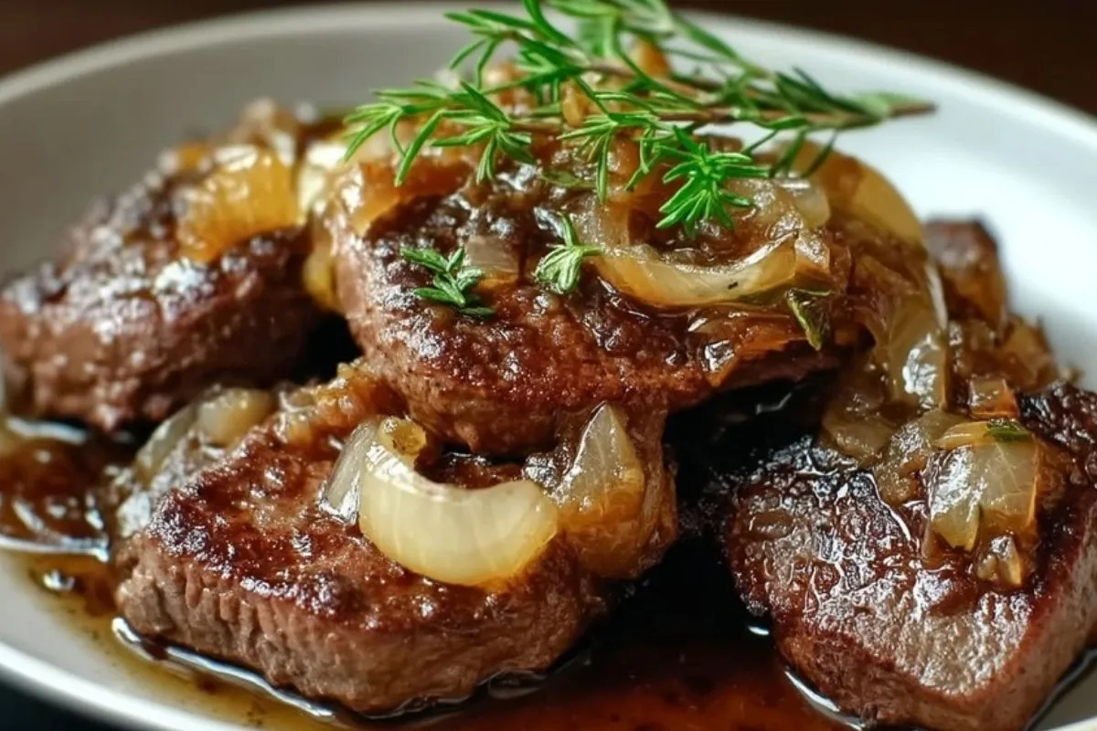 Foie De Boeuf Caramélisé Aux Oignons