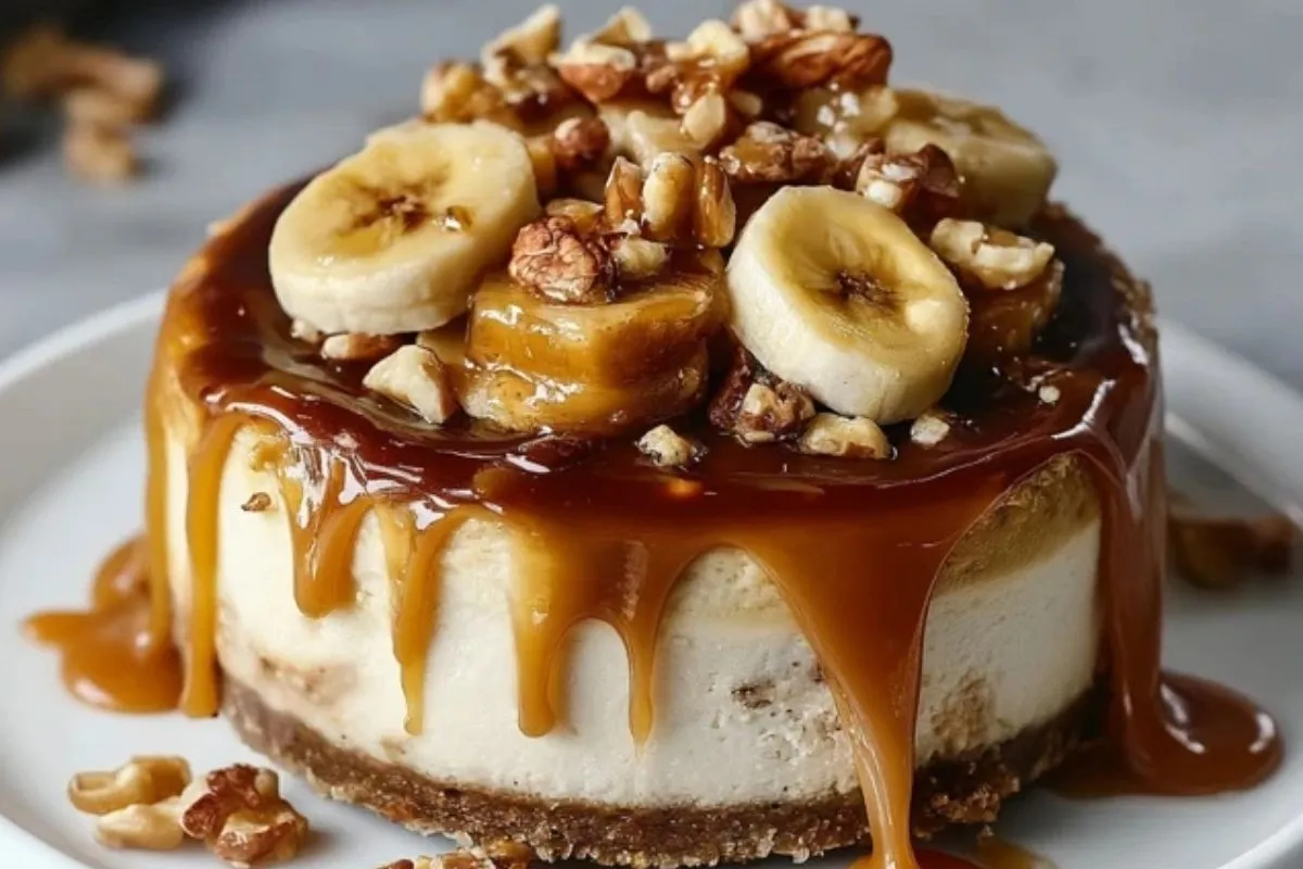 Gâteau Au Fromage Crémeux Banane Caramel Noix