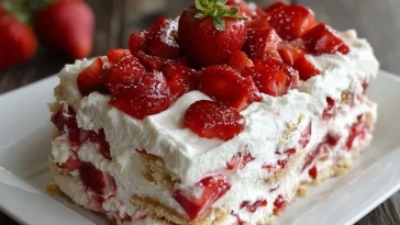 Gâteau Glacé Aux Fraises Et Fromage À La Crème