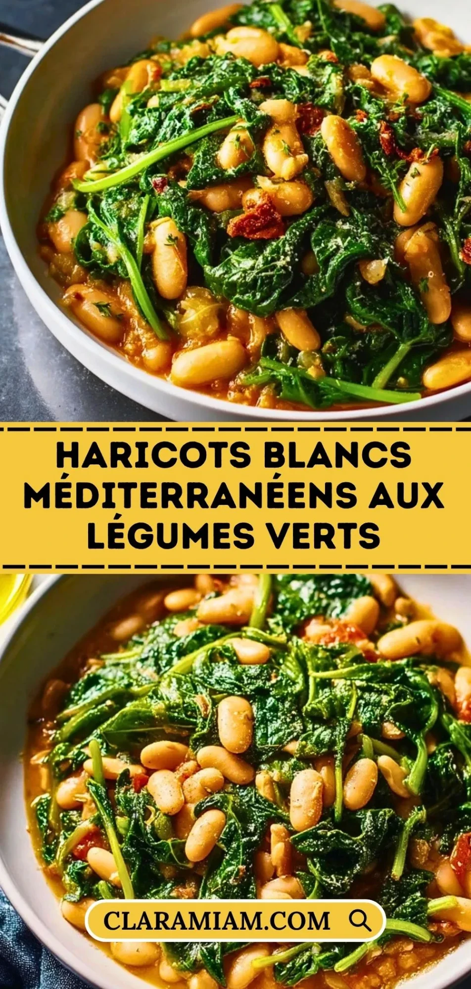 Haricots Blancs Méditerranéens aux Légumes Verts - Pin 1