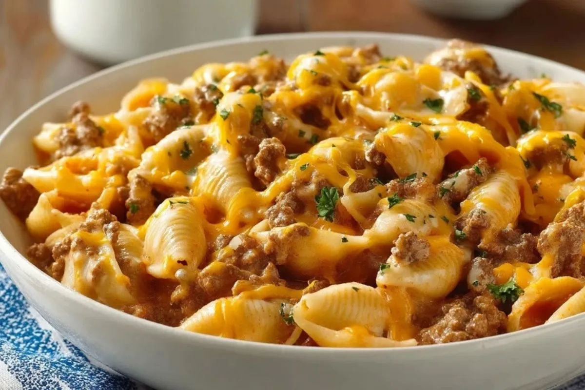 Pâtes À La Viande Avec Sauce Fromagère