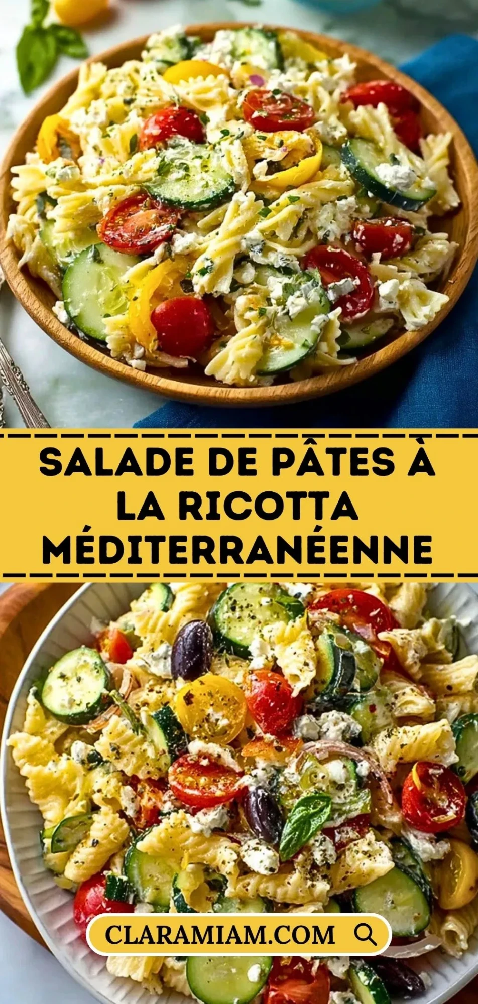 Salade De Pâtes À La Ricotta Méditerranéenne - Pin 1