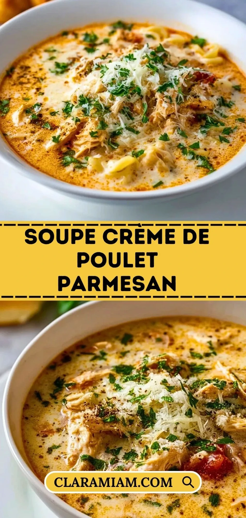 Soupe Crème De Poulet Parmesan - Pin 1