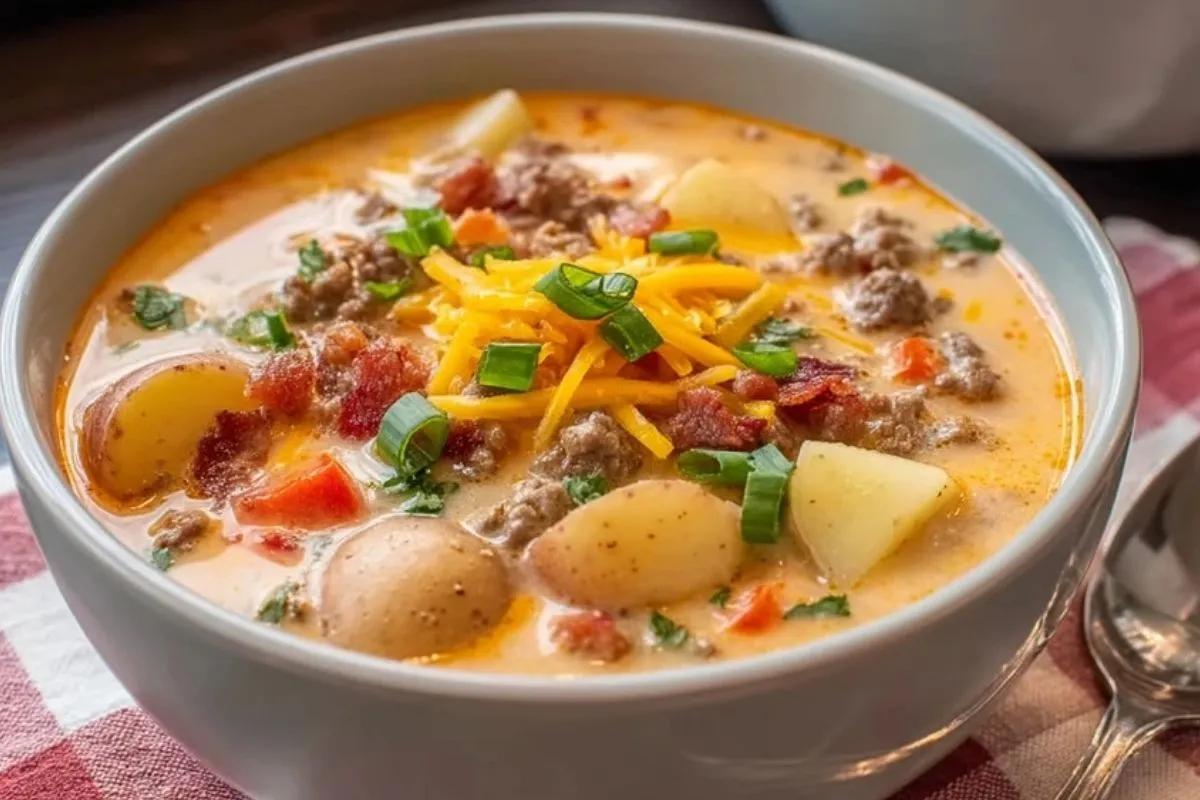 Soupe De Cheeseburger Maison Avec Pommes De Terre Nouvelles