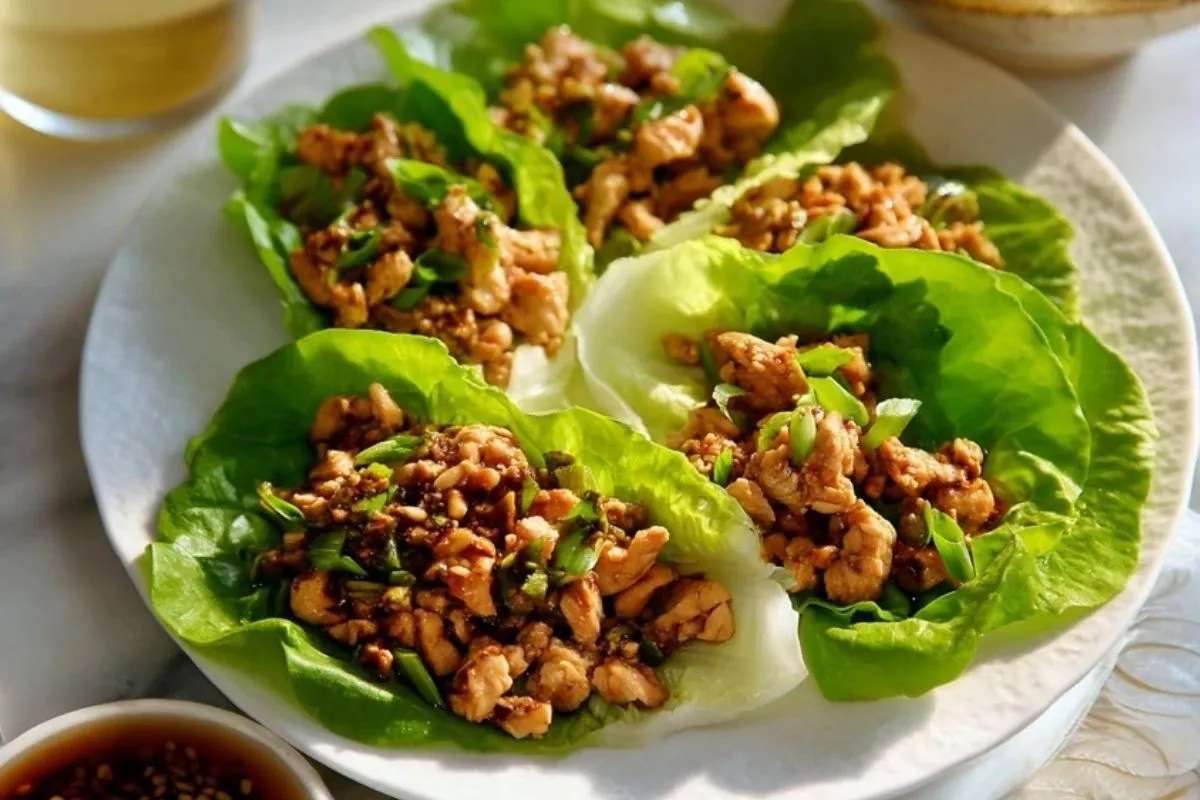 Wraps De Poulet Dans Des Feuilles De Laitue