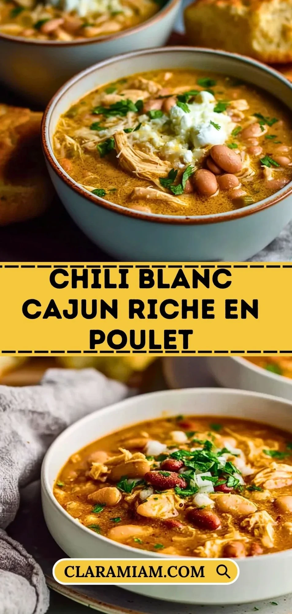 Chili Blanc Cajun Riche en Poulet - Pin 1